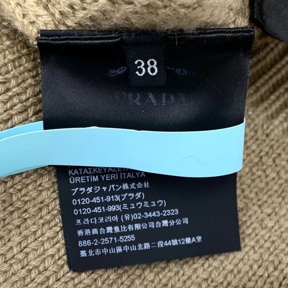 Prada Brown 100% Cashmere Knitted Single-Breasted Sweater Coat With Triangular L - Picture 5 of 8